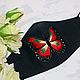 Black mask with butterfly Embroidery handmade butterfly. Protective masks. Beaded jewelry by Mariya Klishina. My Livemaster. Фото №5
