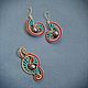 Order Bright set of wire wrap pendant and earrings. selenawirejewelry. Livemaster. . Jewelry Sets Фото №3