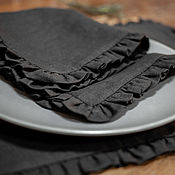 Для дома и интерьера handmade. Livemaster - original item Linen napkin Molinia on the kitchen table color black. Handmade.