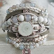 Украшения handmade. Livemaster - original item Bracelet made of white BOHO stones 