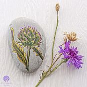 Для дома и интерьера handmade. Livemaster - original item Thistle. Sea stones with cornflower painting for photos. Handmade.