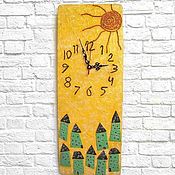 Для дома и интерьера handmade. Livemaster - original item Yellow Long Clock Houses. Handmade.