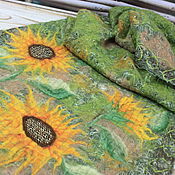 Аксессуары handmade. Livemaster - original item Sunflowers, Stole, Scarf, Embroidered, Autumn, Green. Handmade.