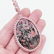Украшения handmade. Livemaster - original item Pink rhodonite pendant natural stone large pendant on a cord. Handmade.