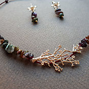 Украшения handmade. Livemaster - original item Jewelry sets: Autumn garden. Necklace and earrings with tourmaline. Handmade.