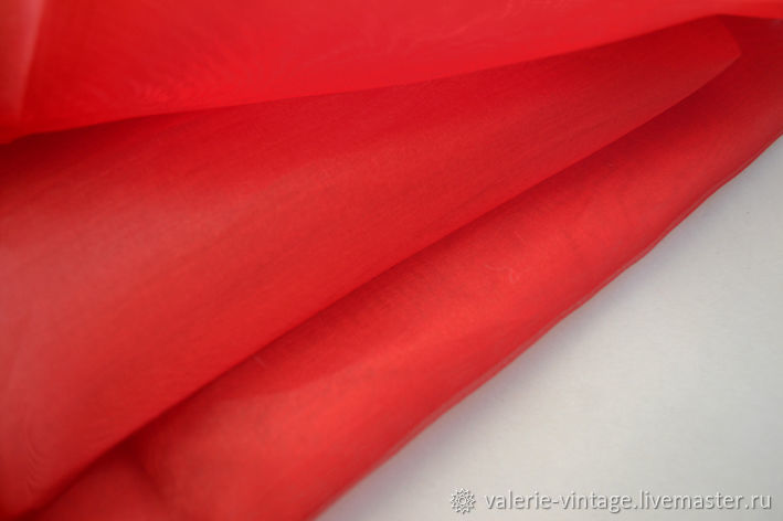 Шелковая органза цвет красный, шелк 100%, Канва, Москва,  Фото №1