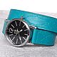 Order Wristwatch on Turquoise Genuine Leather Bracelet. Made In Rainbow. Livemaster. . Watches Фото №3