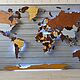 Многоуровневая деревянная карта мира со светом на деревянной подложке, Карты мира, Москва,  Фото №1