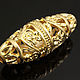 Openwork bead 11*26.5 mm, hole approx 1,5 mm, matte gold plated, material brass, made in South Korea (Ref. 2820)
