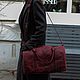 Бордовая дорожная сумка из кожи, кожаная сумка в ручную кладь, Дорожная сумка, Самара,  Фото №1