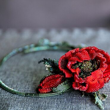 Necklace/Beaded necklace/DIY necklace/Beaded/Колье из бисера Розы/beaded rose necklace 1