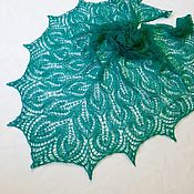 Аксессуары handmade. Livemaster - original item Knitted shawl young emerald openwork downy gossamer, openwork kerchief. Handmade.