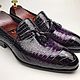 Order Trendy men's loafers with tassels, crocodile leather, violet color. SHOES&BAGS. Livemaster. . Loafers Фото №3