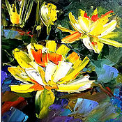 Картина с цветами Лотос маслом