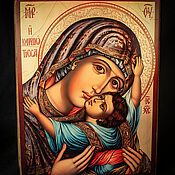 Картины и панно handmade. Livemaster - original item Wooden icon of the Mother of God 