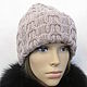 Knitted hat with arans in the color of mink. Caps. Cozy corner (nadejdamoshkina). My Livemaster. Фото №5