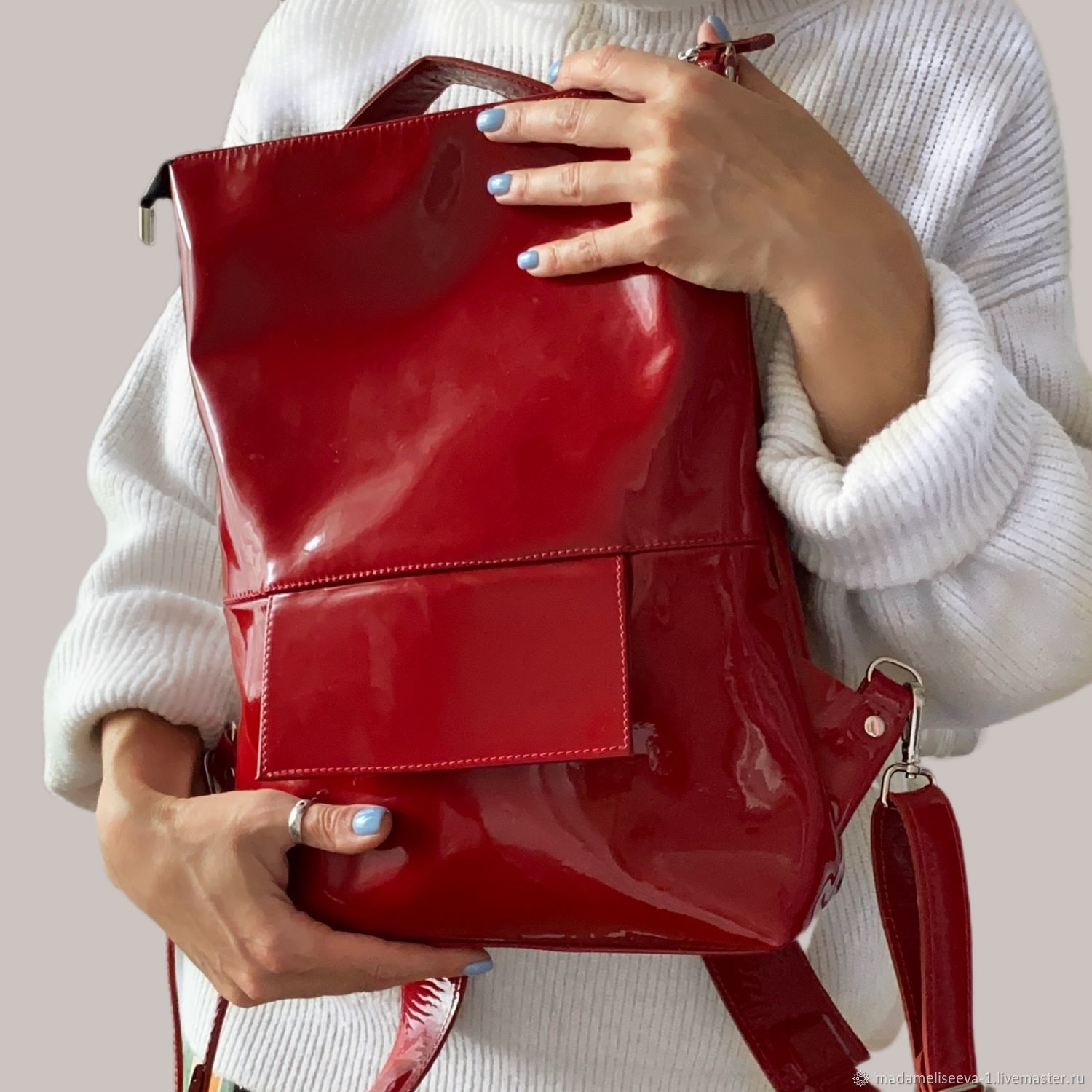 Кожаный рюкзак TOLEDO Красный лак, Классическая сумка, Санкт-Петербург,  Фото №1