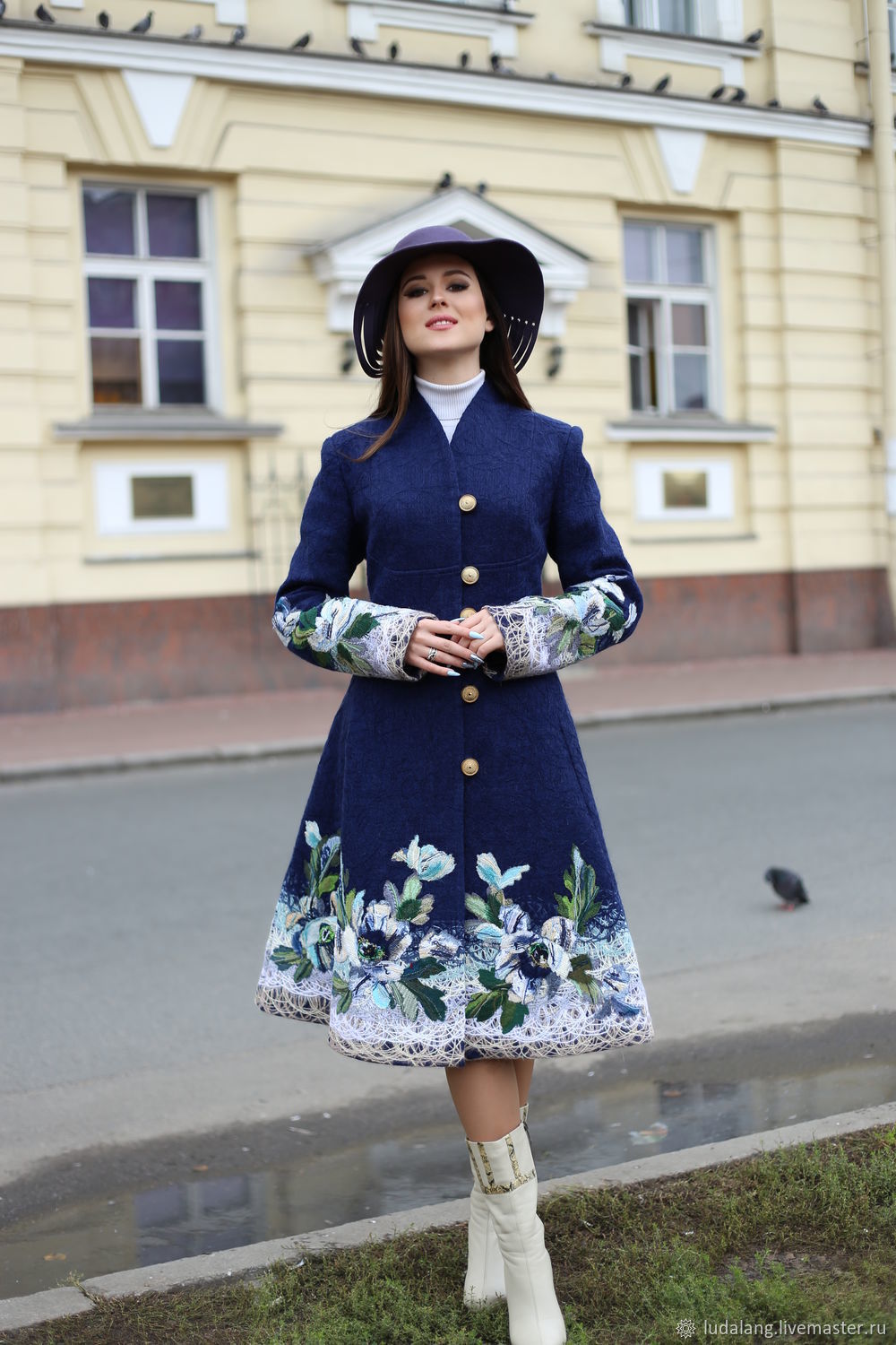 Женское пальто синее Осенние облака, Пальто, Санкт-Петербург,  Фото №1
