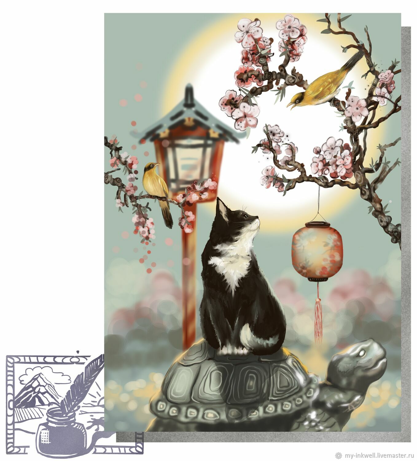 Авторская открытка Японский кот, Открытки, Москва,  Фото №1
