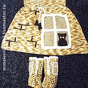 Платье "Домики" детское в авторской технике