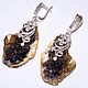 Earrings made of slices of landscape amber with inclusions, Earrings, Belokuriha,  Фото №1