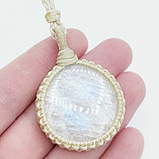 Украшения handmade. Livemaster - original item Pendant white marble moonstone natural beige white round neck. Handmade.