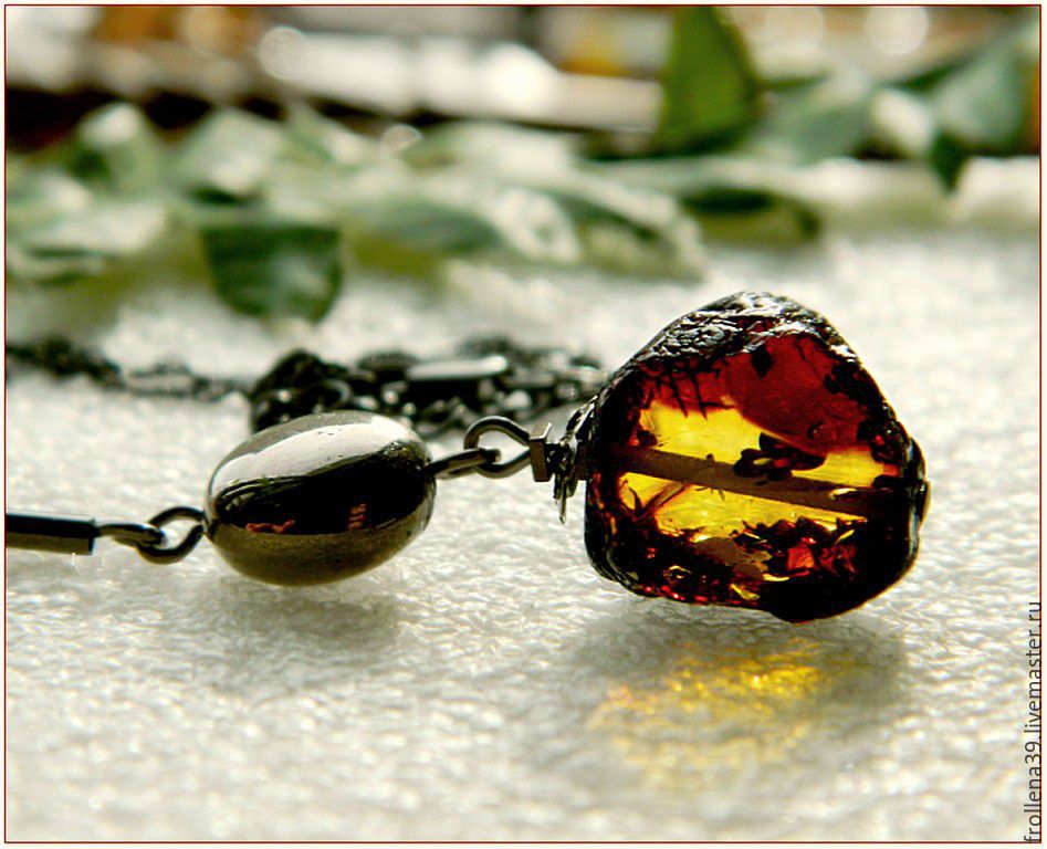 Amber. Pendant 'Coal-3' amber accessories, Pendants, Moscow,  Фото №1