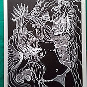 Картины и панно handmade. Livemaster - original item Picture: Mermaid of the ocean depths. graphics. Original. Handmade.