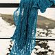Openwork turquoise scarf, wool stole. Scarves. IRINA GRUDKINA Handmade Knitwear. My Livemaster. Фото №11