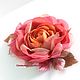 FABRIC FLOWERS. Chiffon rose. ' Coral'. Brooches. fioridellavita. My Livemaster. Фото №5