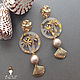 Luxury pearl earrings 'Palm' seashells. Earrings. Nefrit_biju. Online shopping on My Livemaster.  Фото №2