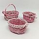 Doll miniature wicker baskets - basket for dolls pink. Decoration for flower pots. KOTOMKA_NV kukolnaya miniatyura 1:12. Ярмарка Мастеров.  Фото №5