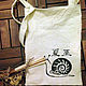 A shopper bag made of homespun fabric with a print snail. Shopper. Japanese garden. My Livemaster. Фото №4