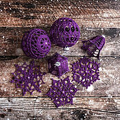 Сувениры и подарки handmade. Livemaster - original item Set of balls, bells and snowflakes knitted in a purple box. Handmade.