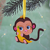 Сувениры и подарки handmade. Livemaster - original item Christmas Tree Toys Mimic Monkey. Handmade.