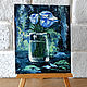 Blue Rose small oil painting  of flowers impasto palette knife. Pictures. Art Gallery by Natlya Zhdanova. Online shopping on My Livemaster.  Фото №2