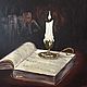  Старинная книга и свеча. 40 на 50 см. Картины. Картины для настроения (Марина). Ярмарка Мастеров.  Фото №4