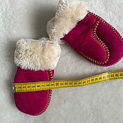 Одежда детская handmade. Livemaster - original item Children`s burgundy sheepskin mittens. Handmade.