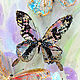 Картина с бабочками, картина с ирисами на прозрачном шелке. Картины. Светлана Логинова. Ярмарка Мастеров.  Фото №5