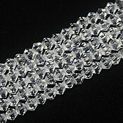 Материалы для творчества handmade. Livemaster - original item Biconuses 3 mm 60 pcs on a thread Transparent crystal. Handmade.