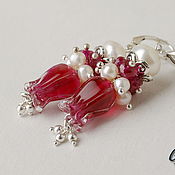 Украшения handmade. Livemaster - original item Earrings rose with pearl. Handmade.