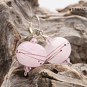Украшения handmade. Livemaster - original item Pink ice - earrings beads lampwork - silver plated findings. Handmade.