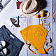 Авторский желтый вязаный кроп-топ из хлопка Солнечный берег, Топы, Москва,  Фото №1