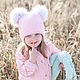 Заказать Шапка с двумя помпонами  зимняя. knitbabyshop. Ярмарка Мастеров. . Шапки Фото №3