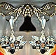 Earrings Magdalena Topaz Tourmaline Verdelite Black onyx 925 Silver, Earrings, Moscow,  Фото №1