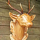 Охотничий трофей- резная деревянная голова изюбра с натуральными рогами, ну чем не шикарный подарок!