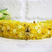 Украшения handmade. Livemaster - original item Yellow Headband with flowers Romantic headband for girls. Handmade.
