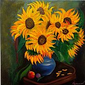 Картины и панно handmade. Livemaster - original item Sunflowers in a vase 2. Handmade.