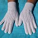 White knitted gloves ' Fishnet track', Gloves, Orenburg,  Фото №1