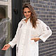 White Shirt in men's style size oversize linen with embroidery. Blouses. NATALINI. My Livemaster. Фото №8
